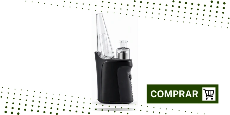 Vaporizador de concentrados Qomo da XVape com o bubbler de vidro encaixado sobre a base