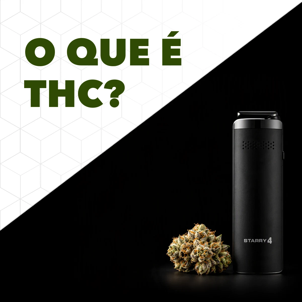 XMax Starry 4 ao lado de uma flor seca de cannabis com tricomas: o que é THC