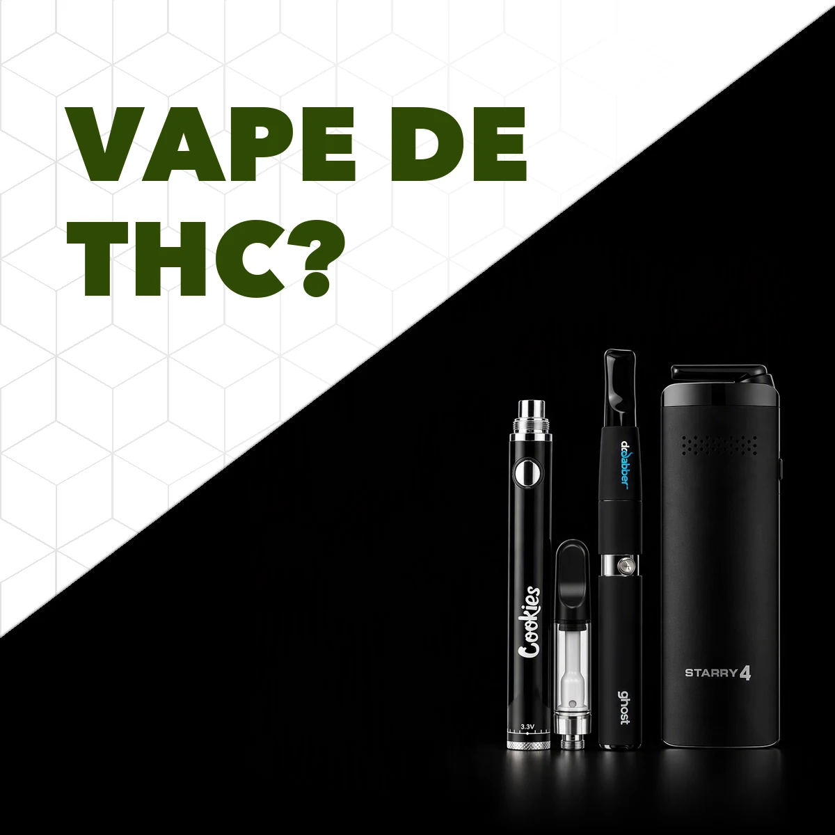 Caneta 510 Cookies, Ghost da Dr. Dabber e Starry 4 lado a lado: os três tipos de vape de THC